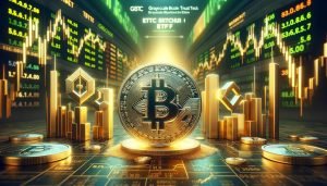 Dall·e 2023 11 27 15.07.21 Hyperrealistic Cover Image For A News Story With The Headline Gbtc Discount Narrows To 8 Alongside Grayscale Bitcoin Etf Optimism. The Focus Is On .jpg