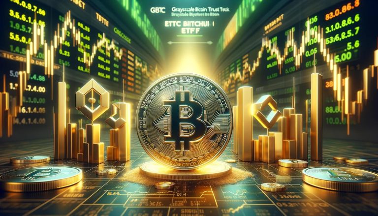 Dall·e 2023 11 27 15.07.21 Hyperrealistic Cover Image For A News Story With The Headline Gbtc Discount Narrows To 8 Alongside Grayscale Bitcoin Etf Optimism. The Focus Is On .jpg