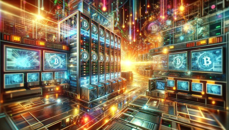 Dall·e 2023 11 28 17.25.43 A Futuristic Dynamic And Vibrant Depiction Of A Decentralized Bitcoin Mining Rig For A Cover Image. The Scene Is Filled With Elaborate High Tech Com.jpg