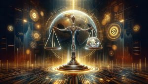 Dall·e 2023 12 05 11.52.53 A Futuristic And Dynamic Cover Image For A Tech Publication In Landscape Orientation Depicting A Historic Turning Point In Crypto Regulation And Enf.jpg