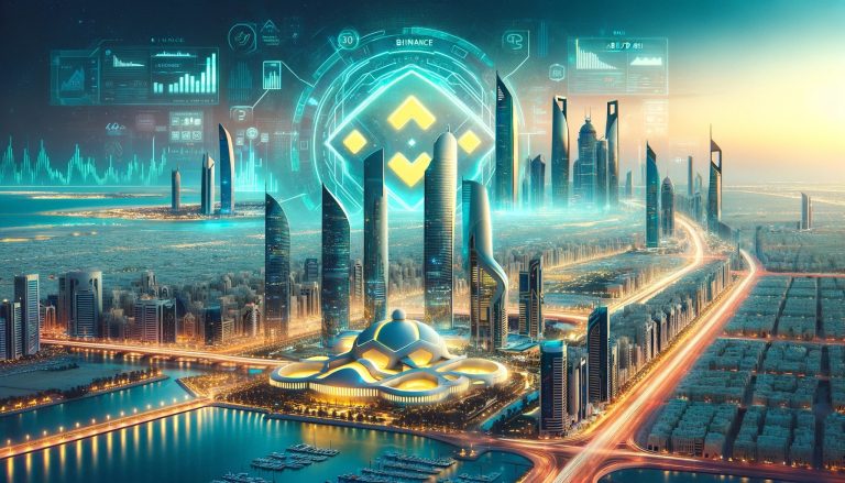 Dall·e 2023 12 07 15.08.45 Create A Landscape Oriented Hyperrealistic Cover Image For A Story About Binance And Abu Dhabi. The Image Should Blend Elements Of Finance And The Di.jpg