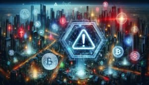 Dall·e 2023 12 08 12.50.31 A Futuristic And Dynamic Landscape Oriented Cover Image For A Tech Publication Story Titled Sec Issues Warning Alert Over Crypto Investments. The Im.jpg