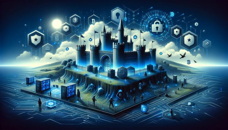 Dall·e 2023 12 26 12.29.57 The Cover Image For A Tech Publication Story About The Decline In Cryptocurrency Hacks Vulnerabilities And Exploits. The Landscape Oriented Design S.jpg