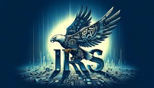 Dall·e 2023 12 04 17.51.16 Enhance The Cover Image For A Tech Publication About The Irss Cryptocurrency Regulation. Keep The Prominent Irs Letters From The Previous Design. A.jpg