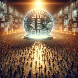 Dall·e 2024 02 05 12.41.52 Create An Image That Visually Represents The Concept Of A Bitcoin Btc Supply Shock. The Scene Should Depict A Dramatic Moment Where Demand Far Excee.webp.jpeg