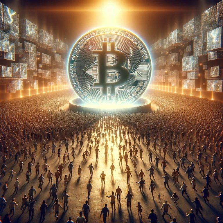 Dall·e 2024 02 05 12.41.52 Create An Image That Visually Represents The Concept Of A Bitcoin Btc Supply Shock. The Scene Should Depict A Dramatic Moment Where Demand Far Excee.webp.jpeg