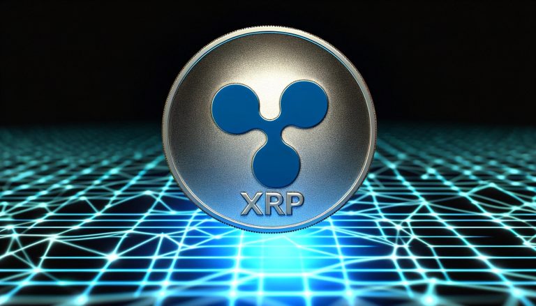 Dall·e 2024 02 06 09.55.14 Create A Wide Format Image Of A Shiny Metallic Xrp Coin Without Any Text Featuring Only The Ripple Logo. The Coin Should Be In The Center Slightly.jpg