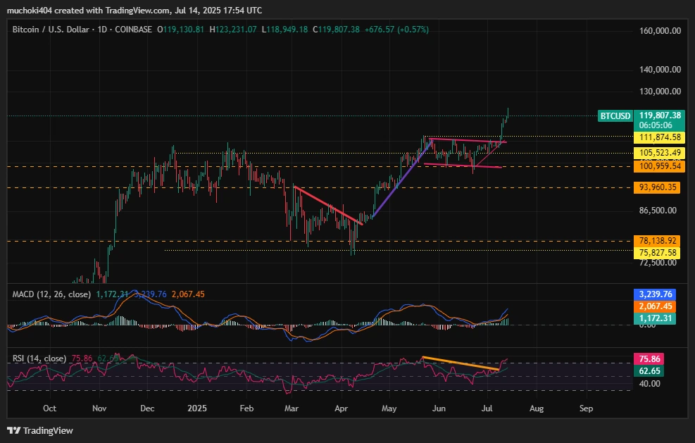 Atualização semanal do preço do BTC