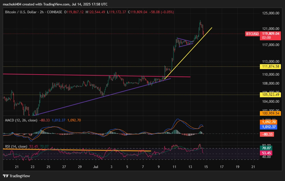 Atualização de 2 horas de preço do BTC