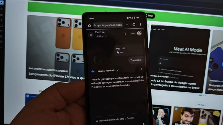 Gemini libera envio de áudios para transcrever reuniões e aulas gravadas