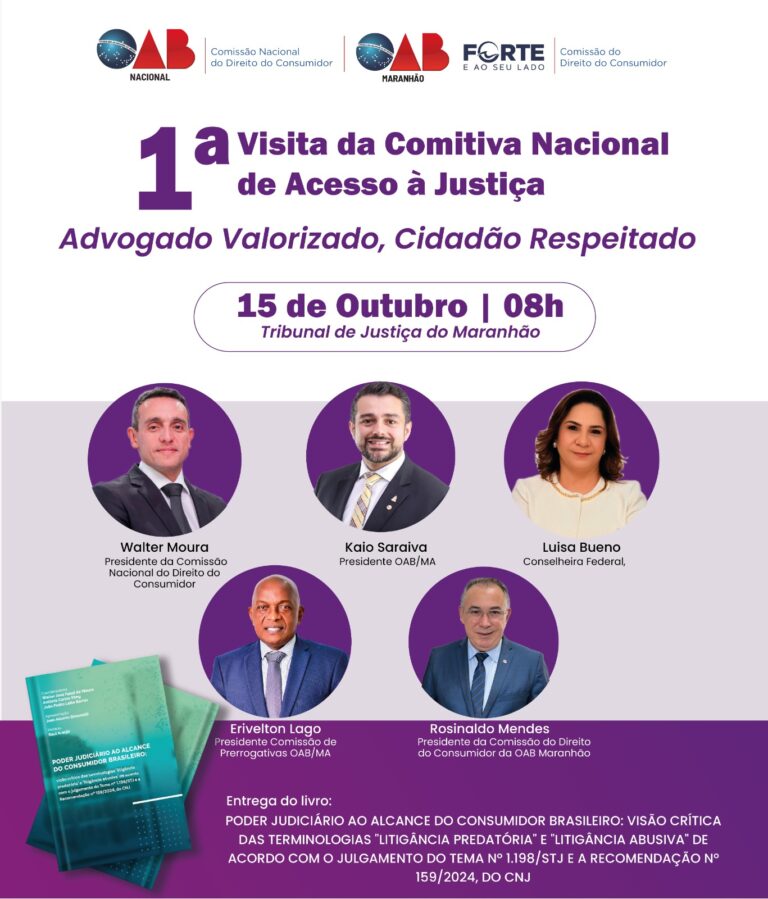 Comitiva da Cidadania Judiciária da OAB/MA realizará 1ª visita técnica no TJ-MA