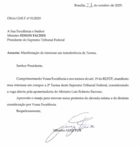 Ministro Luiz Fux pede para deixar Primeira Turma do Supremo, colegiado responsável por julgar a trama golpista