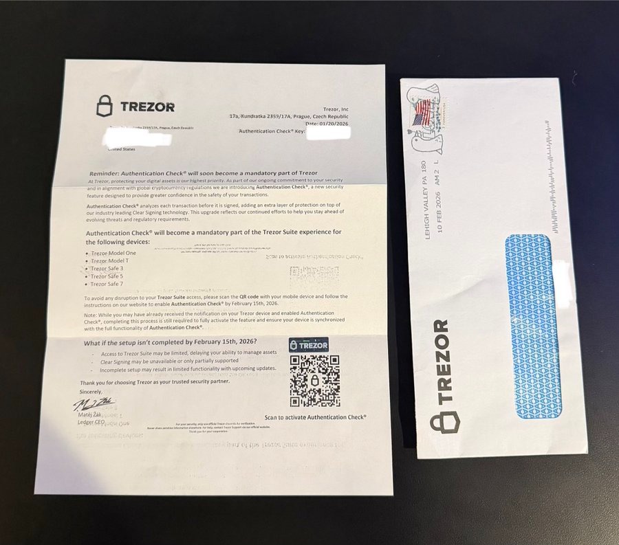 Alerta de fraude Trezor e razão