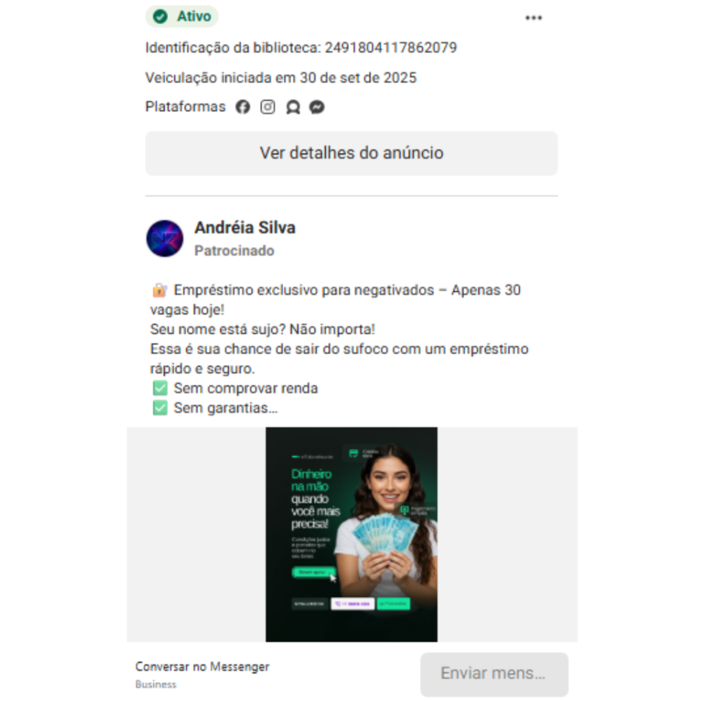 Há alguns meses, a Meta foi acusada de lucrar com anúncios fraudulentos no Facebook; empresa parece estar tomando medidas mais duras contra golpistas (Imagem: Meta/Projeto Brief)