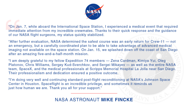 NASA revela o astronauta que exigiu a primeira evacuação médica da Estação Espacial Internacional