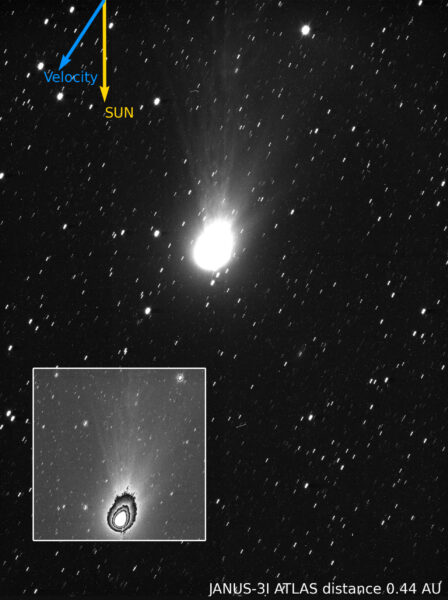 Primeiro vislumbre do cometa 3I/ATLAS da câmera científica Juice