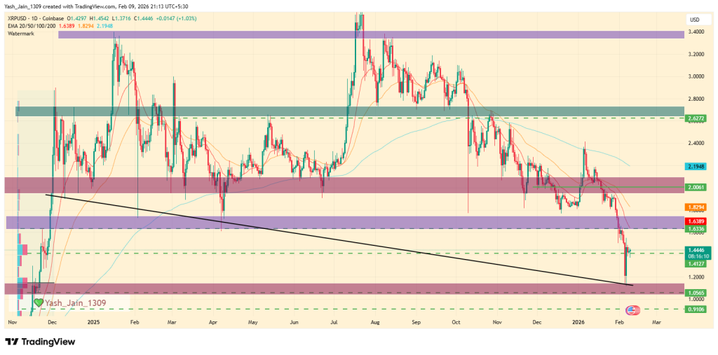Mega baleias viraram baixistas: US$ 1,00 é o nível de risco real para o preço do XRP?