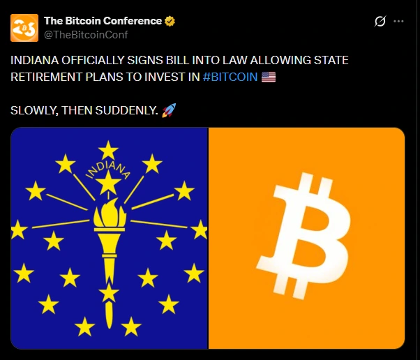 Cripto incluído na carteira de fundos de pensão em Indiana