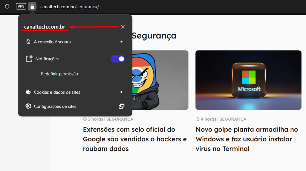 Clicar no cadeado já ajuda muito a descobrir a segurança do site: se a razão social da empresa estiver ali, bom sinal (Imagem: Canaltech/Captura de Tela/Lillian Sibila)