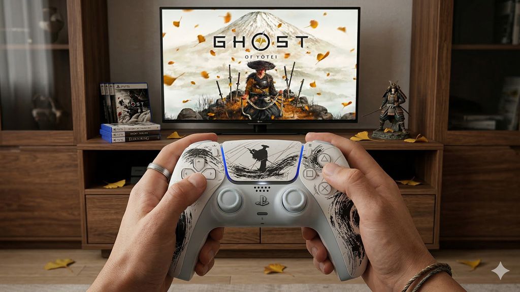 controle DualSense Ghost of Yōtei preto
