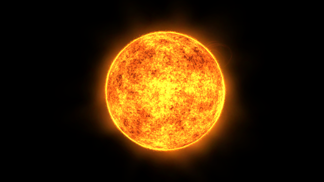Imagem renderizada do Sol feita pelo Babylon.js 9.0
