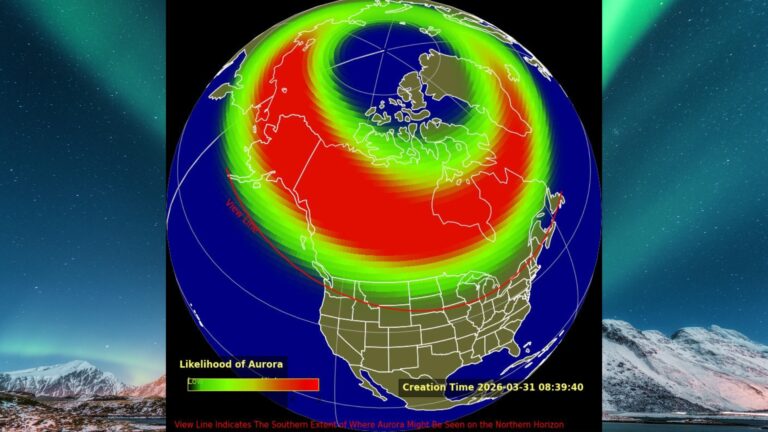 A aurora boreal pode ser visível em 16 estados em 31 de março, enquanto uma rápida CME avança em direção à Terra