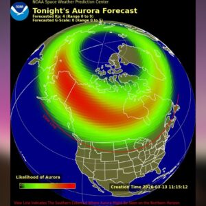 A aurora boreal pode ser visível em 9 estados dos EUA em 13 de março