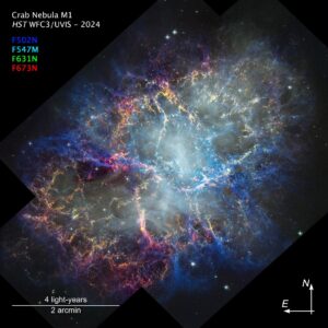 Hubble revisita a Nebulosa do Caranguejo após 25 anos, foto do dia de 23 de março de 2026
