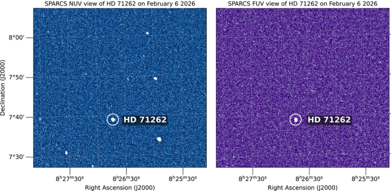 Imagens de 'Primeira Luz' do SPARCS CubeSat