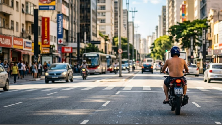 Posso pilotar moto sem camisa? O que diz a lei?