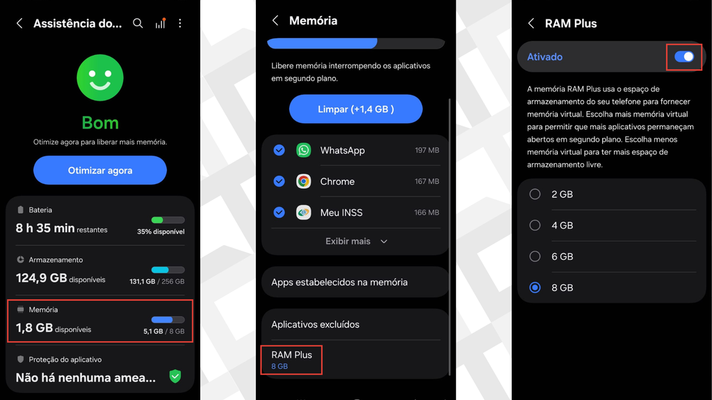 Passos para desativar o RAM Plus no Samsung Galaxy