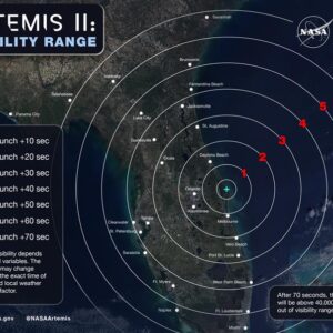 O lançamento lunar Artemis 2 da NASA pode ser visível hoje na Flórida e no sul da Geórgia.