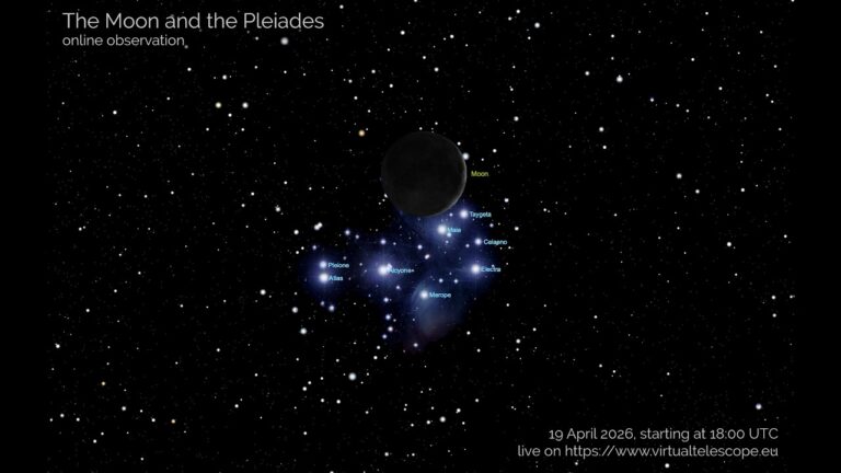 Transmissão ao vivo do telescópio: observe a lua passar na frente das Plêiades em 19 de abril