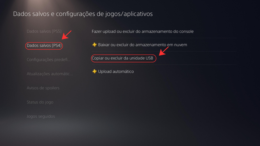 Tranferência de dados UBS PS5 e PS4