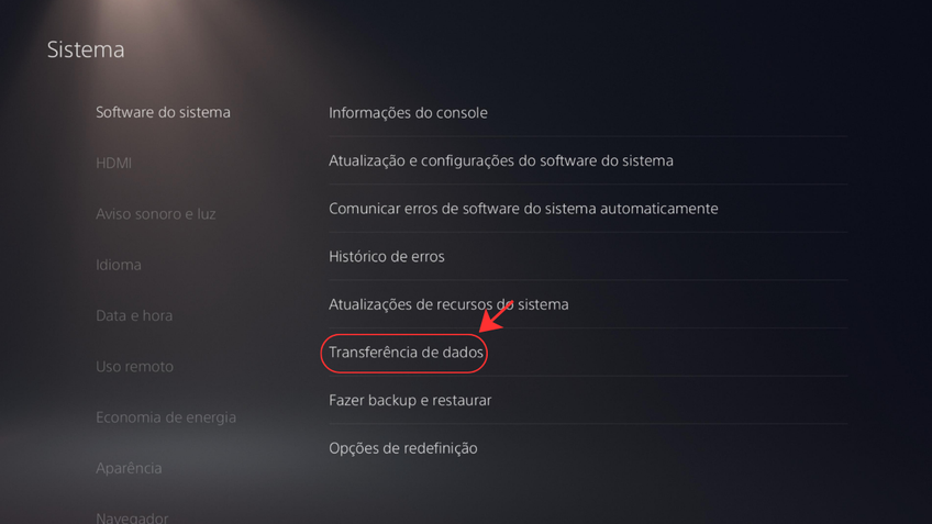 Tranferência de dados direta PS5 e PS4