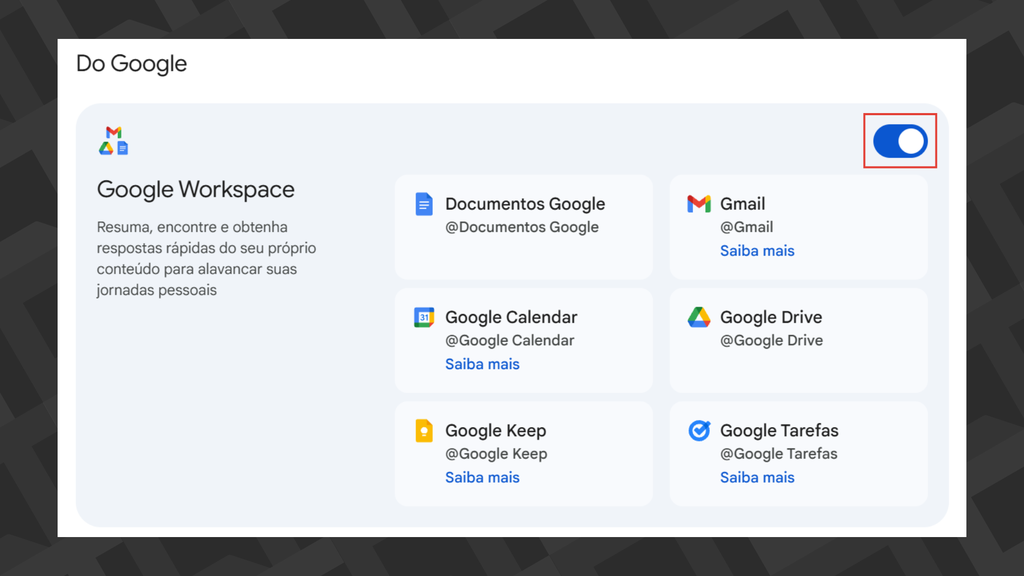 Passos para integrar o Google Workspace no Gemini