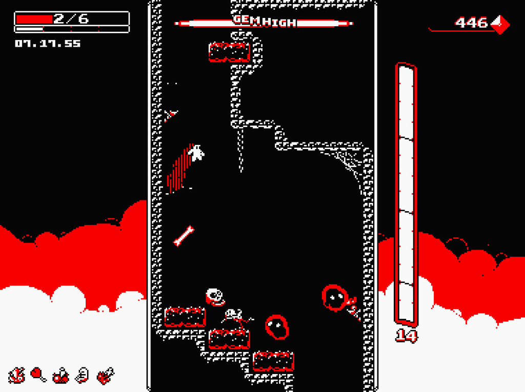 A fórmula pode ser simples, mas o resultado é incrível: Downwell usa uma boa ideia para gerar um jogo muito cativante (Imagem: Red Phantom Games/Divulgação)