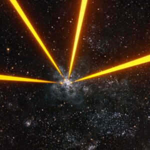 Lasers apontam para uma galáxia muito, muito distante, foto do dia de 4 de maio de 2026