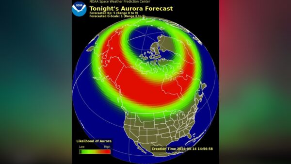 Tempestade geomagnética pode provocar luzes do norte tão ao sul quanto Nova York e Idaho, 14 de maio