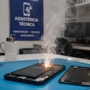 Celular danificado explode e deixa técnico ferido; veja vídeo