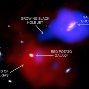 A espaçonave de raios X da NASA observa enquanto o buraco negro inicial agita uma panela cósmica com uma batata galáctica no meio