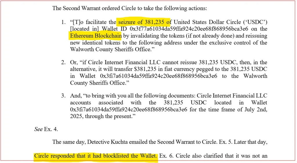 Circle enfrenta desacato criminal enquanto ordem de recuperação do USDC desencadeia luta legal