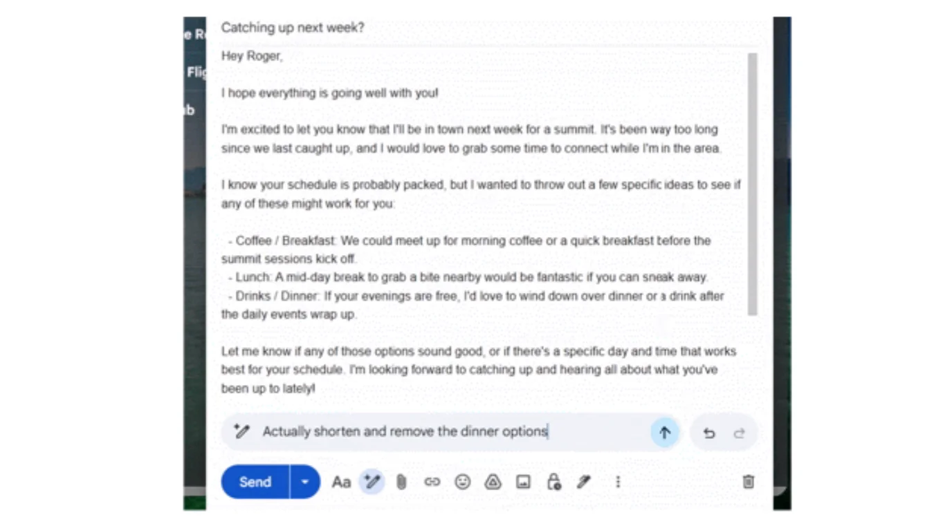 Gmail refinar mensagens IA