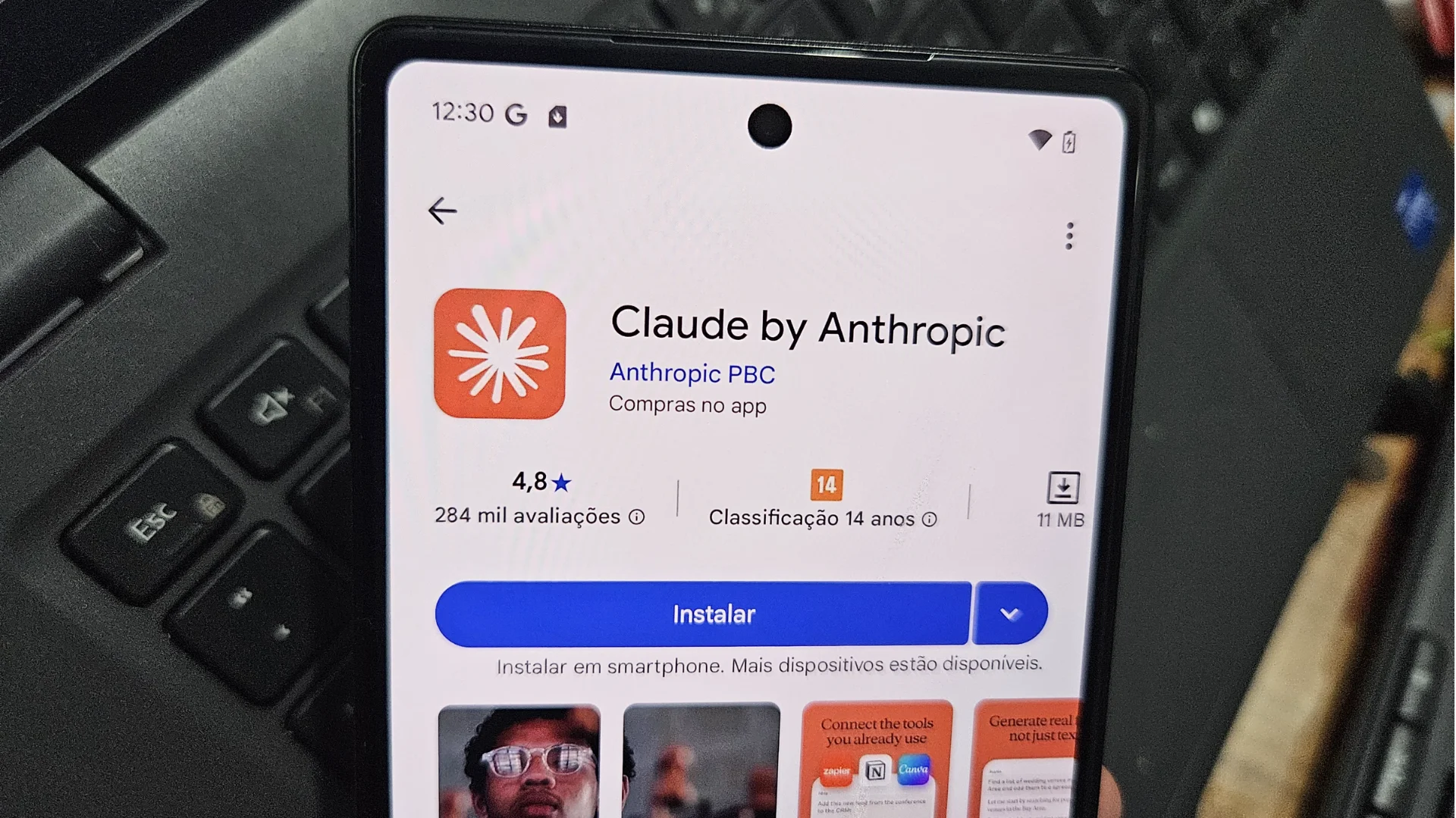 Editar informações da imagem claude app
