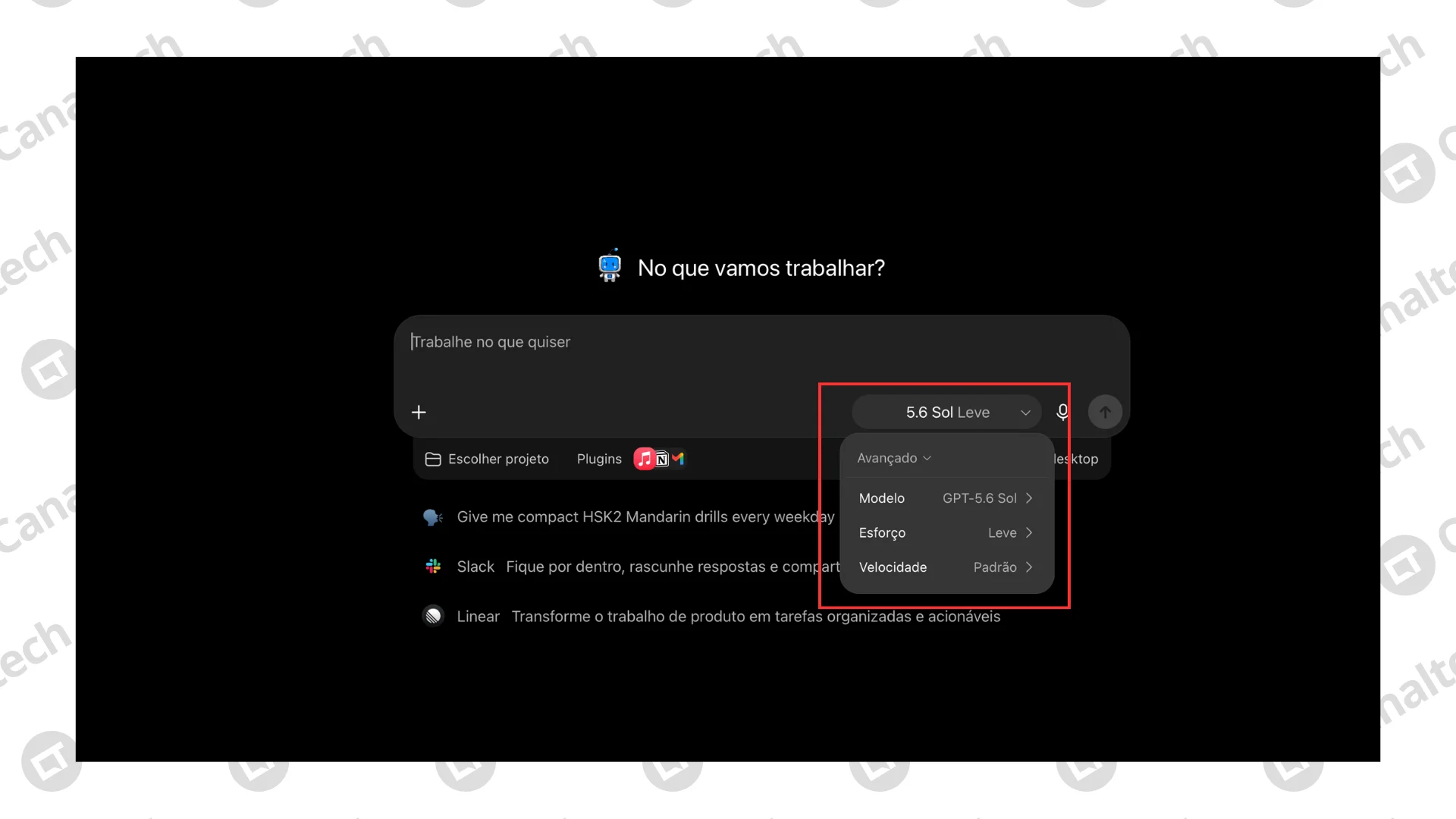Editar informações da imagem Como escolher um modelo do ChatGPT no modo Work