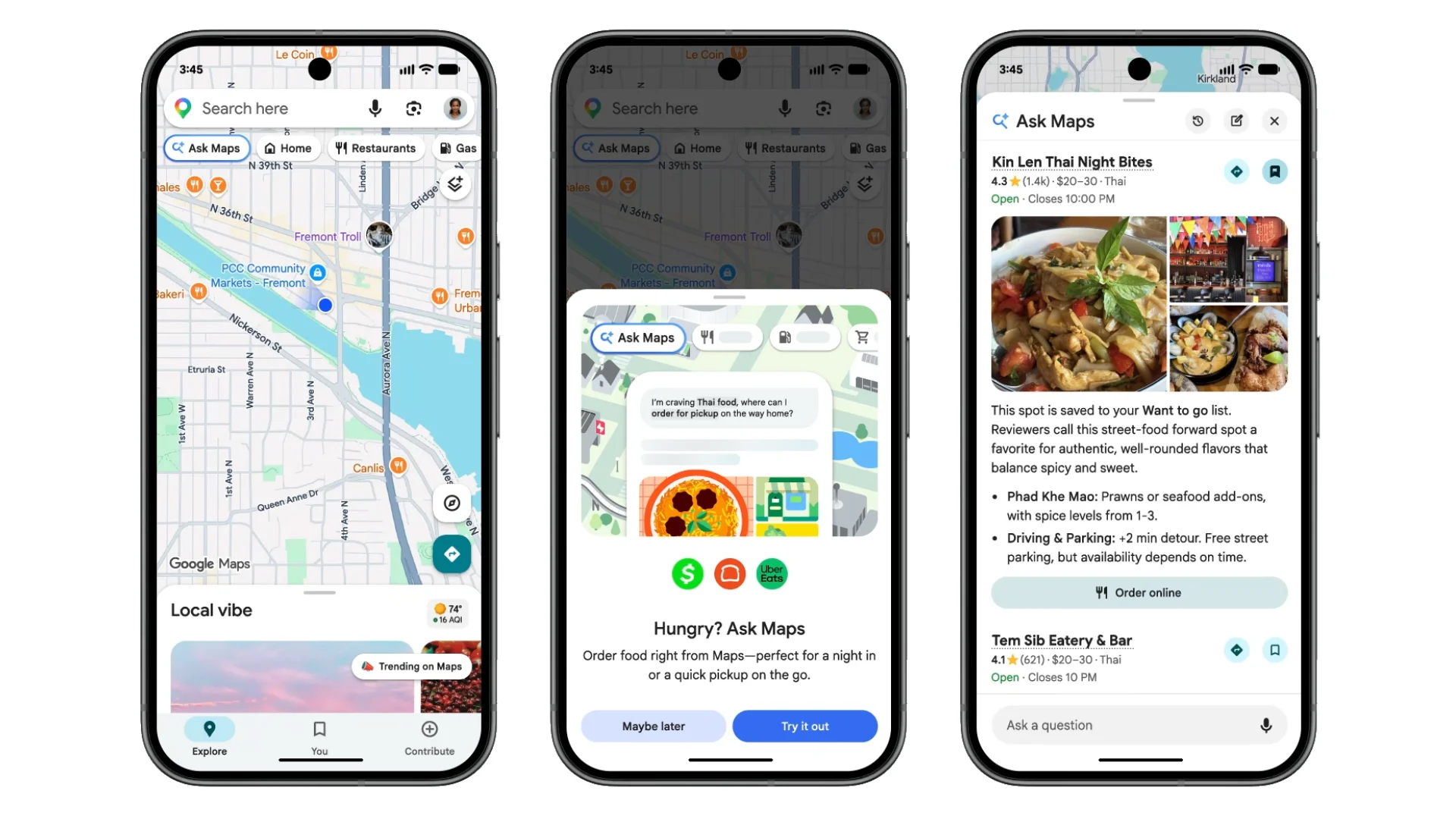 Pergunte ao Maps comida