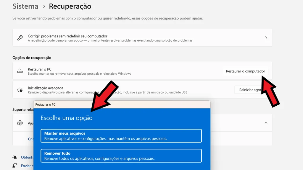 Como restaurar o Windows 11