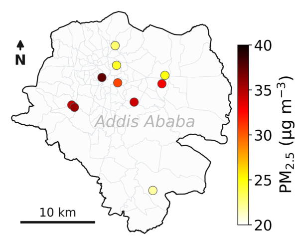 Mapeamento da poluição atmosférica com sensores MAIA em Adis Abeba