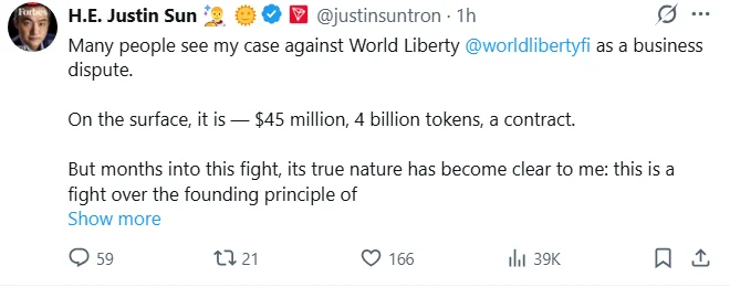 Por que o processo de Justin Sun contra a liberdade mundial permanece publicamente importante?
