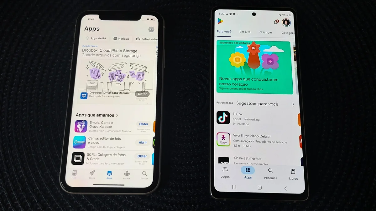 Editar informações da imagem App Store e Google Play Store